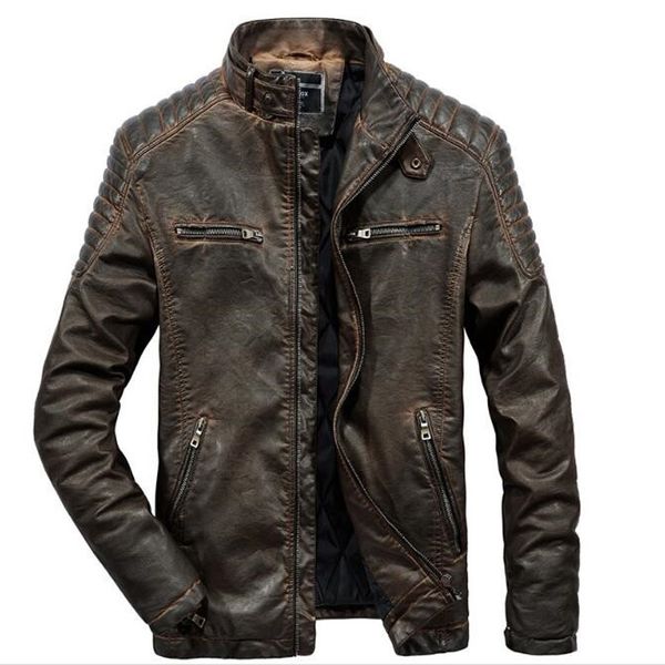 

2021 jackets pu false leather jacket from men's motorcycle shown multi pocket coats outerwear revestiment 9cx2, Black