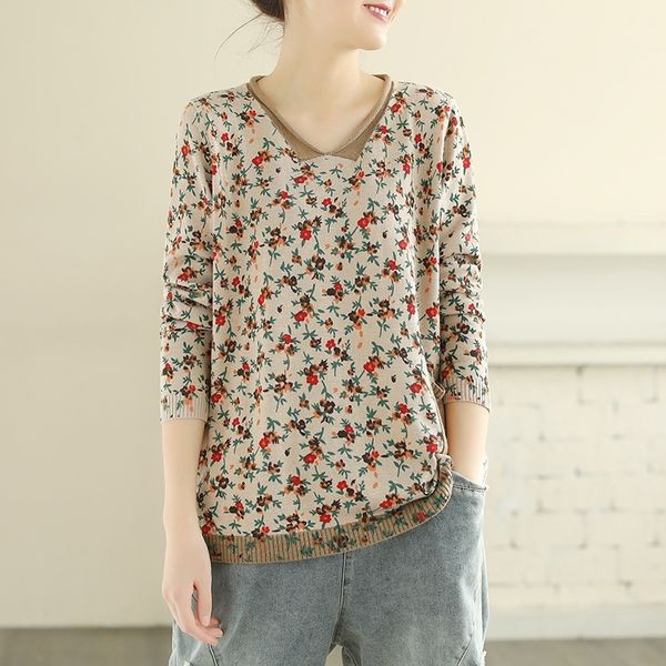 

mori girls bottoming floral pullovers v neck knitted pull mujer new style pocket thin spring sweater women clothes y200720, White;black