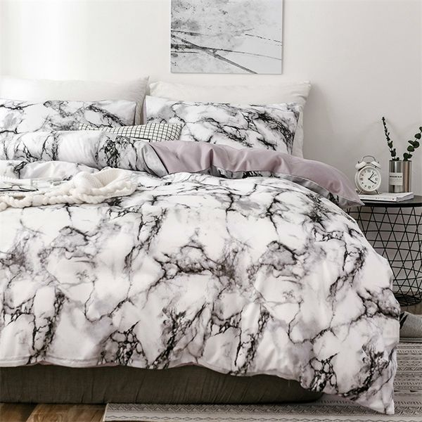 Biancheria da letto e set di biancheria da letto in marmo 3D Pattern Designer Twin Double Queen Quilt Copripiumino Consolatore Set biancheria da letto Luxury Beddingoutlet LJ201127