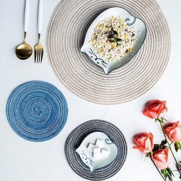

cotton and linen rope weave round mat table heat insulation pad non slip pot saucer bowl manual pad akuhome h wmtyel