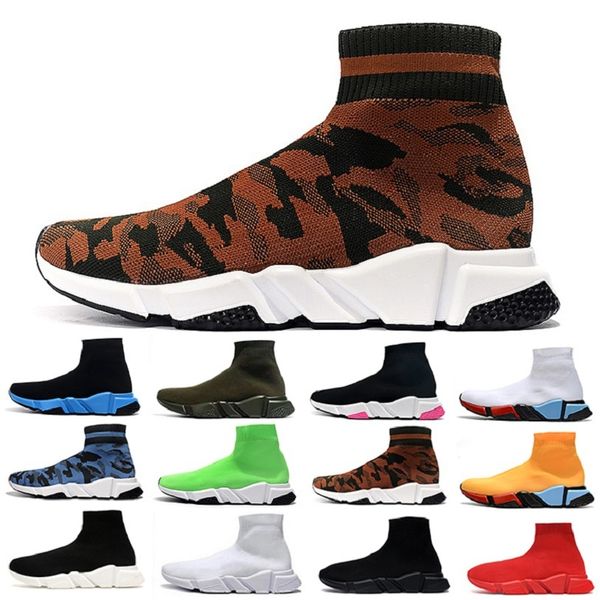 

fashion speed sock shoes trainer men women lurex knit graffiti camo orange black red navy white yellow mens trainers sports sneakers, White;red