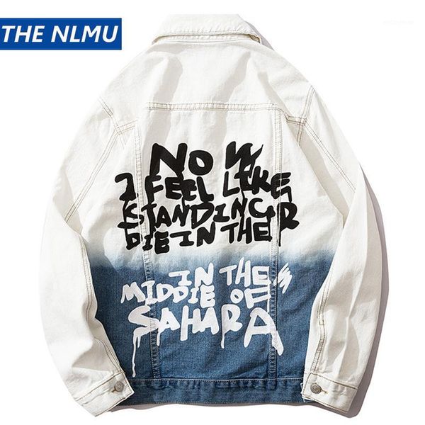 

gradient denim jackets coats men streetwear hiphip casual white jeans jacket 2020 fashion spring harajuku carg coat male ht981, Black;brown