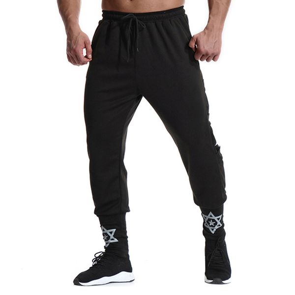 

new european american trendy men's sports and leisure sweat slim fit long trousers fashionable star harem pants fall 2020, Black