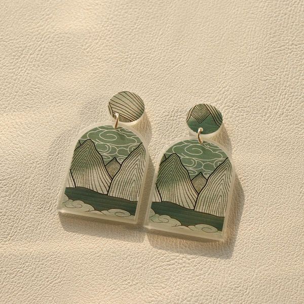 

aomu 2020 корея новый акриловый граффити красочный оранжевый зеленый геометрический длинные падения свита для женщин ювелирные изделия wmtol, Golden