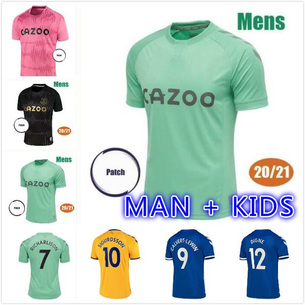 

новые 20 21 футбольные трикотажные трикотажные футболки richarlison kean sigurdsson футболки 2020 2021 calvert lewin walcott men kids kits у, Black;yellow