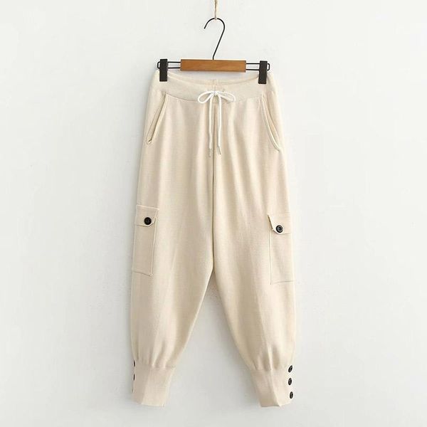 

women's pants & capris cthink winter 2021 solid sweatpants women fashion streetwear stacked for stylish loose trousers, Black;white