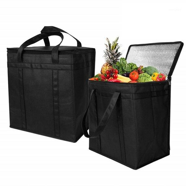 

2 pack insulated reusable grocery bag delivery bag with dual zipper1