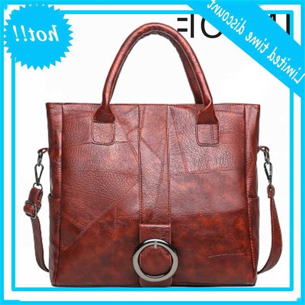 

2019 new stitches soft leather large capacity shopping travel handbag women shoulder messenger bag clutch