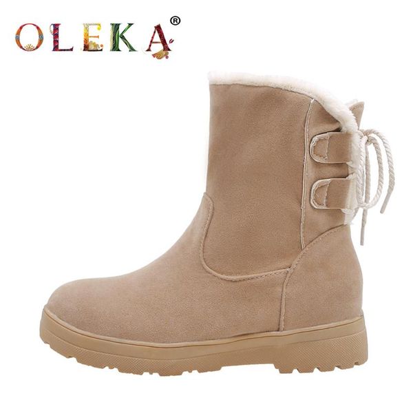 

boots oleka mid-calf winter ladies platform totem round toe leisure style snow as758, Black