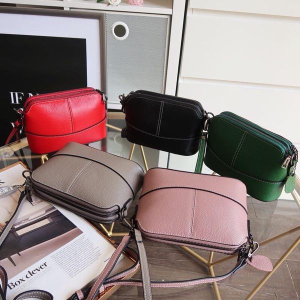 

2020 the new style fashion simple genuine cow leather women one shoulder bag crossbody bag 21cm 5color