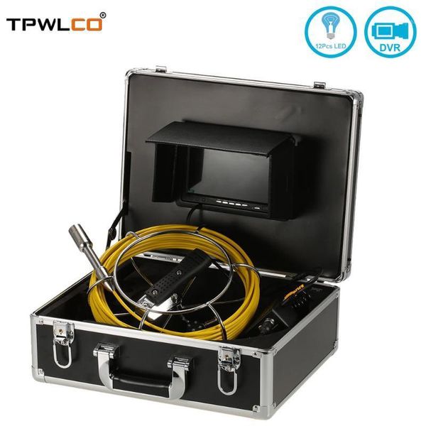 

cameras drain sewer industrial endoscope 23mm lens 12pcs led light pipe inspection video camera system with 7inch lcd monitor1
