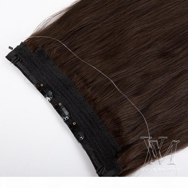 

vmae brazilian #2 color 120g 10 to 26 inch fish wire straight unprocessed virgin halo flip in human hair extensions, Black