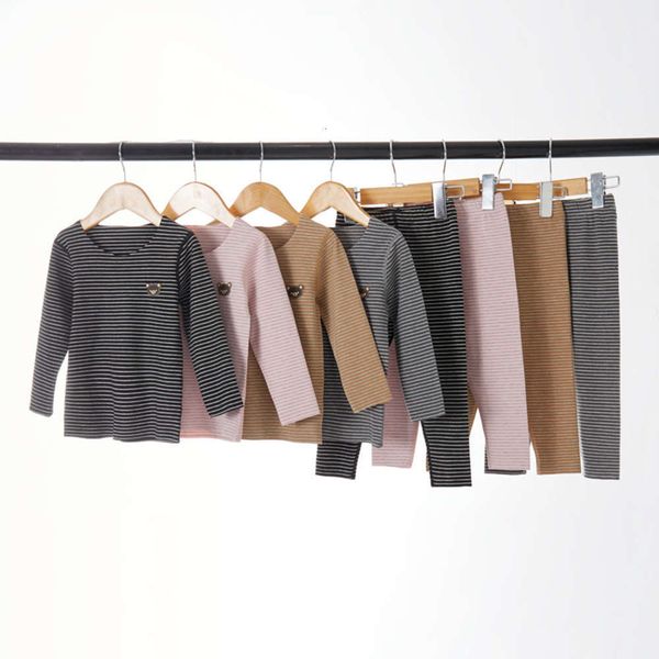 

no autumn and trace winter suit stripe korean children's pajamas warm underwear a7lh, Blue;red