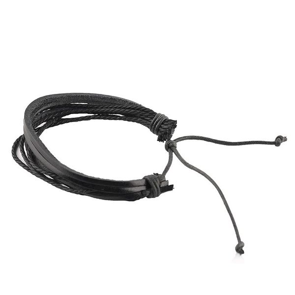 

Simplify Unisex Charm Bracelets Men Adjustable Black Rope Gen Leather Braid Shape Shape Handcraft Gift Couple Bangle, Golden;silver