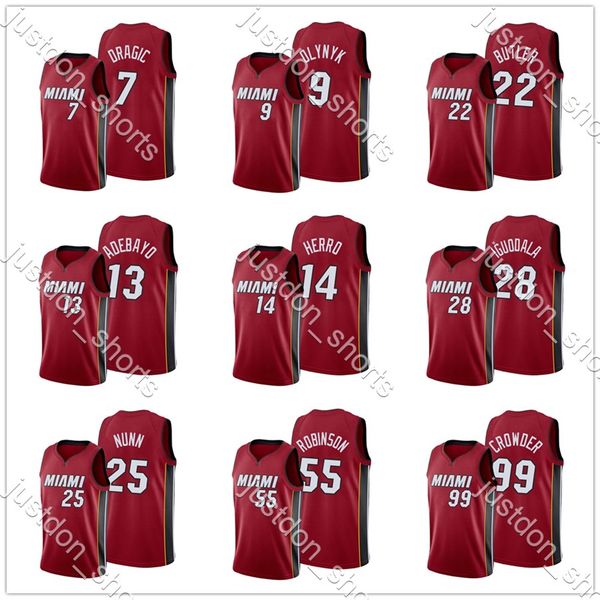 

men wade 3 herro 14 butler 22 robinson 55 iguodala 28 harkless 5 achiuwa 15 bradley 11 olynyk 9 adebayo 13 press city new edition jersey, Black;red