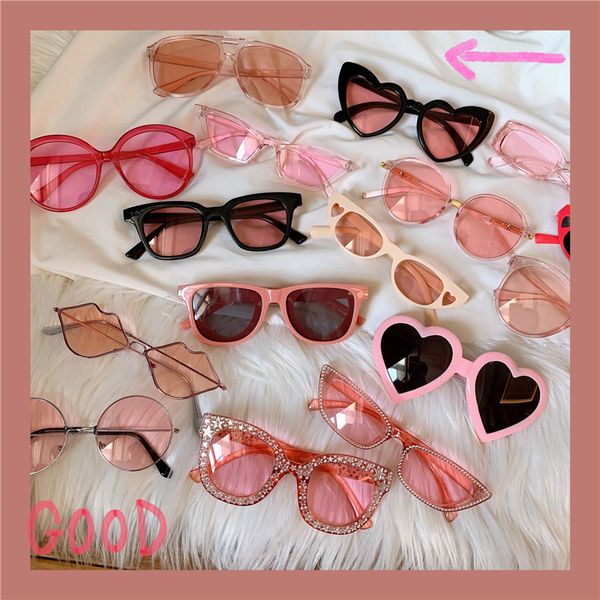 

peach powder left chic white lovely round sunglasses women holiday korean mesh red glasses
