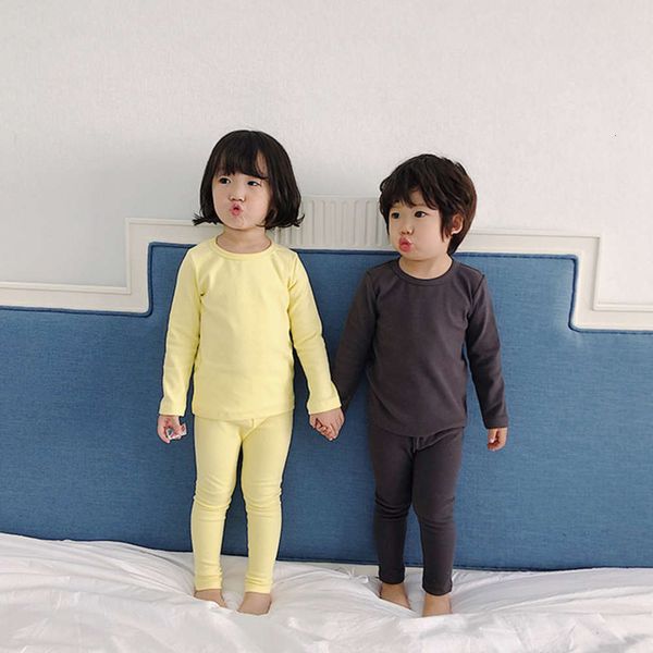 

winter autumn cotton new 2020 neck round children's underwear set baby pajamas men's and women's home wear e2w3, Blue;red