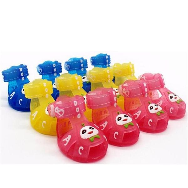 

summer new 4pcs/set candy color pet sandals anti skid soft pvc rubber yorkshire shoes cartoon breathable shoes for small dogs mz61l