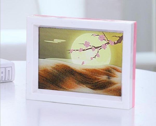 

2021 creative home accessories craft gifts vertical glass frame 3d moving scenery art quicksand painting bs series a-03