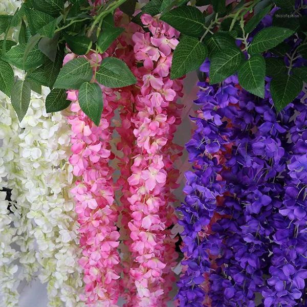 

10 pcs rattan strip wisteria artificial flower vine for wedding diy craft home party kids room decoration js231