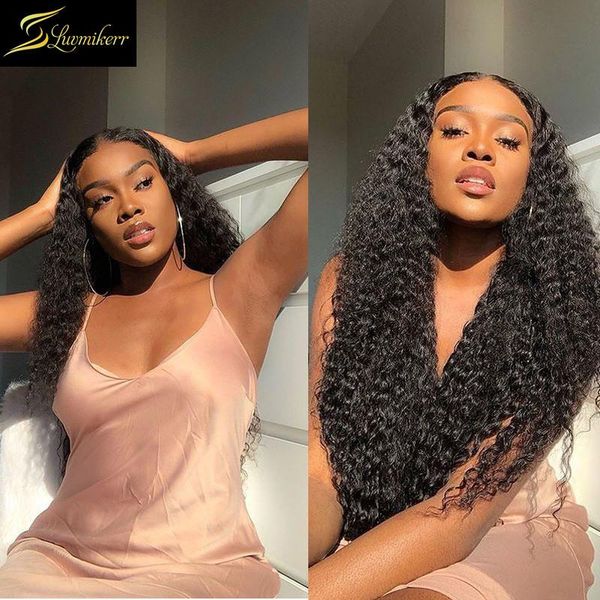 

lace wigs brazilian water wave human hair preplucked bleached knots remy invisible hd transparent front wig for black women, Black;brown