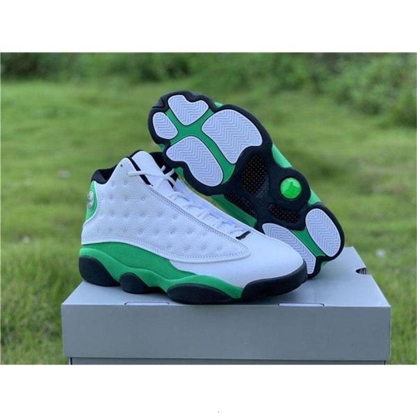 

lucky shoes 13 men black 2020 green white authentic basketball 3m reflective 13s db6537-113 real carbon fiber sneakers with box