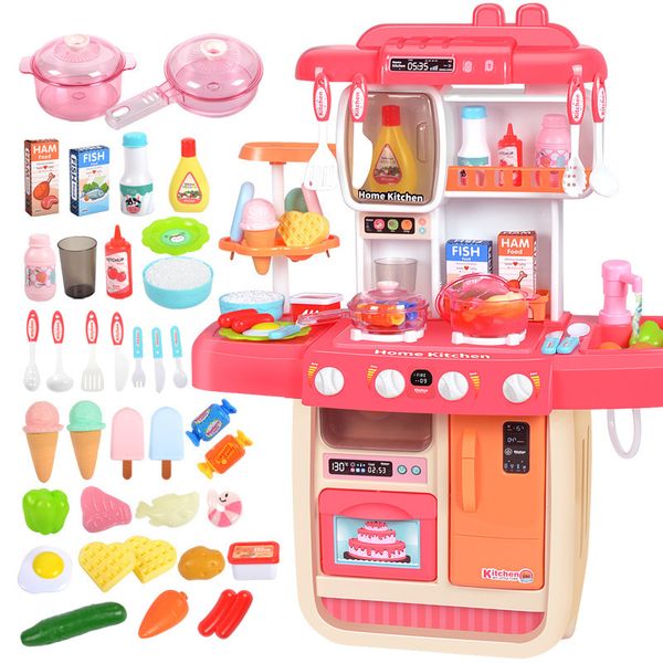 Синие / розовые дети кухонные притворяющиеся игрушки для игрушек 38 шт. 70 см Высота Большой Размер Детские Приготовление Приготовление ИЗОБРАТЬ СПРАВЕРНЫЙ ЛЖ201009