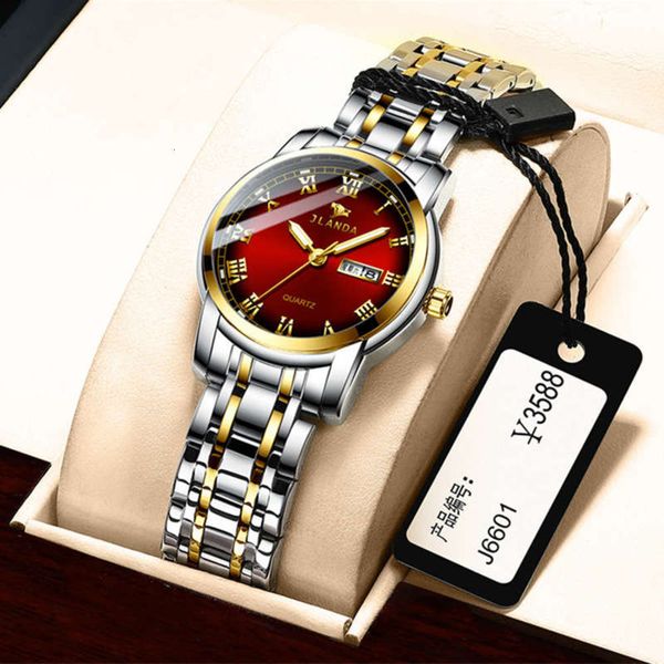 

type same tiktok, of steel the band, ladies watch, two calendar, waterproof night luminous women watches, and the other fashionable quartz, Slivery;brown