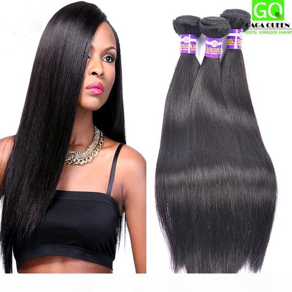 

unprocessed straight brazilian hair wefts malaysian virgin hair 4bundles peruvian indian human hair weaves dyeable natural color no tangle, Black