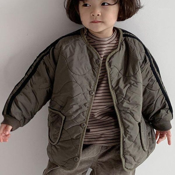 

kids jackets winter baby girl boy clothes fashion retro button warm jackets kids cotton-padded coats baby coat outerwear1, Blue;gray
