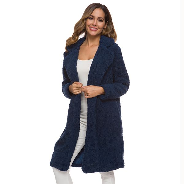 

lossky coats trench fashion long autumn winter warm cardigan plus size women clothes plush windbreakers blouson female 201111, Tan;black