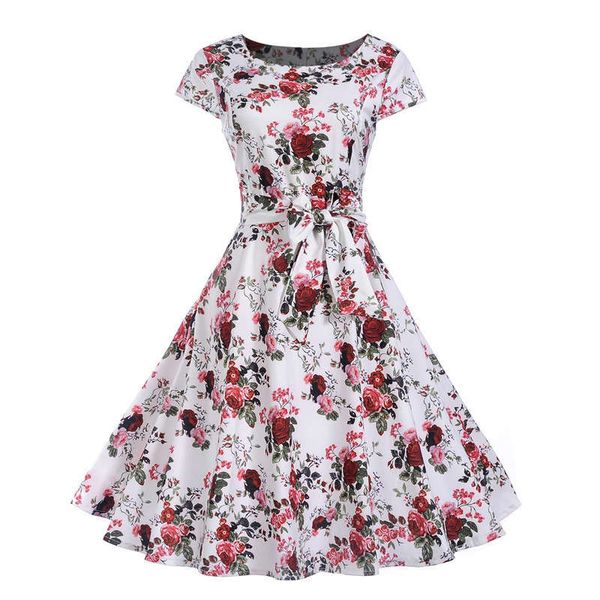 

women's printed short sleeve hepburn lace up dress, Black;gray