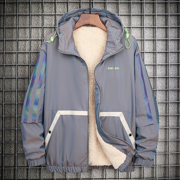 

2021 new outside male black autumn winter wind-proof thick velvet oversize 6xl 7xl 8xl jacket fashionable clothes lfah, Black;brown