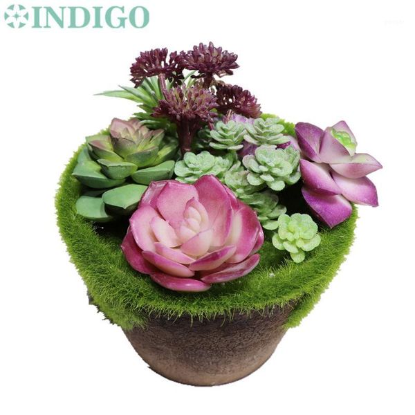 

- (1 set ) purple artificial succulent aloe plant with vase desert plastic bonsai table decoration greenery1 decorative flowers & wreaths