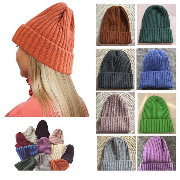

new fashion winter hat women knitted hat warm soft trendy hat casual solid color skullcap baggy beanie elegant a qylitm