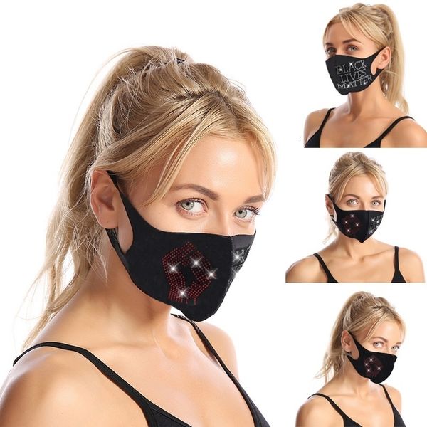 

designer bling sequins rhinestone face fashion fist flash drilling mask for women black mascarilla