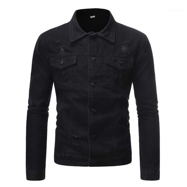 

isurvivor 2020 new denim jacket men's long sleeve denim jacket coat street clothing men streetwear1, Black;brown