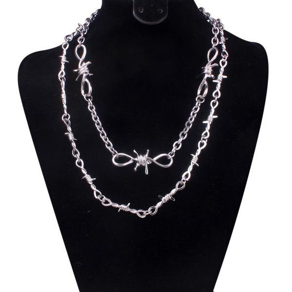 

wire brambles chokers ожерелье для женщин панк готические колючие проволоки ожерелья для мужчин подарки ювелирных аксессуаров, Silver