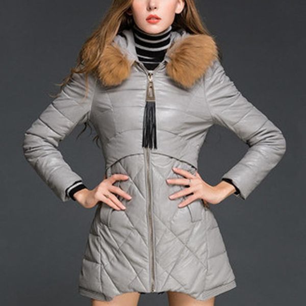 

pu leather belt cap straight braided wool coat, Black