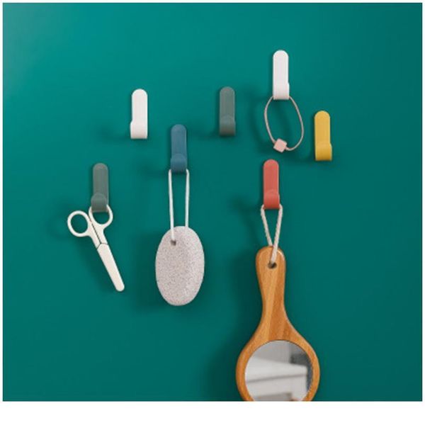 

4pcs/set towel hooks plastic door hangers self adhesive wall hangers hat racks keys hanger home decor organizer jllvbw
