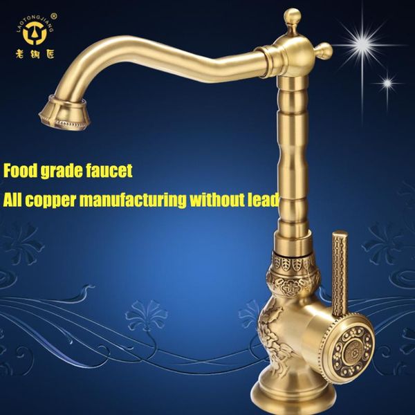 

1PC High quality Retro Vintage Antique Brass Bathroom Sink Basin Faucet Mixer Tap cold / hot water LD10120
