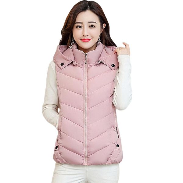 

women's vests autumn winter vest women waistcoat 2021 female sleeveless jacket hood warm short outwear colete feminino plus size 3xl d3, Black;white