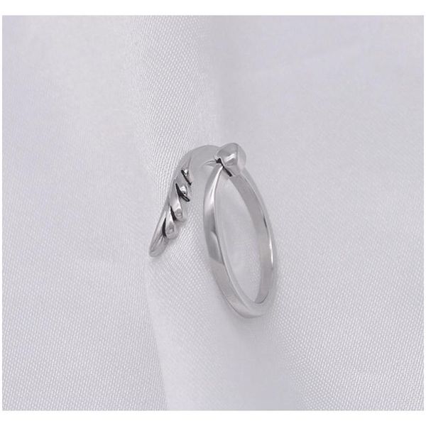 

women girl heart feather open ring for gift party cute feather ring jewelry accessories wholesale price bdgvr, Silver