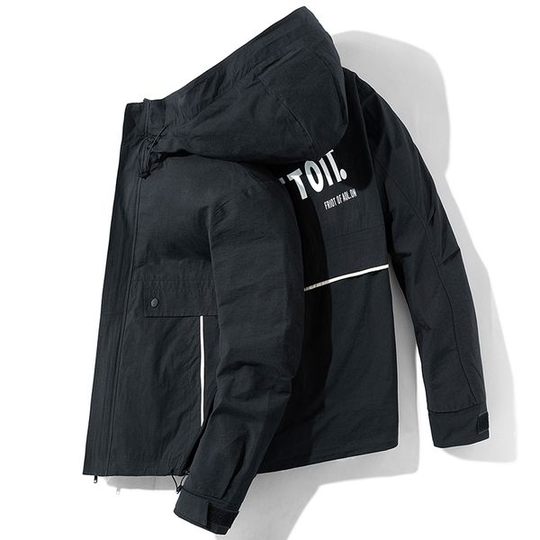 

men's jacket autumn new casual spring and autumn thin jacket tooling european and american loose men's clothing, Black;brown