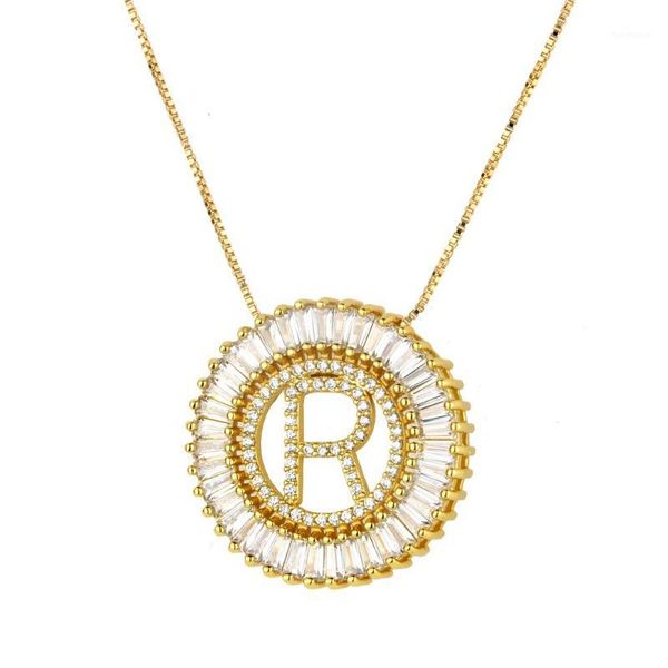 

women 26 letters necklace simple copper plated gold round zircon english pendant necklace memorial necklace1, Silver