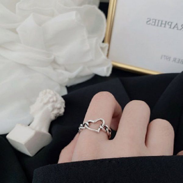 

2021 personalized retro love chain ring s925 sterling silver ring chic korean punk style female silver ring jewelry