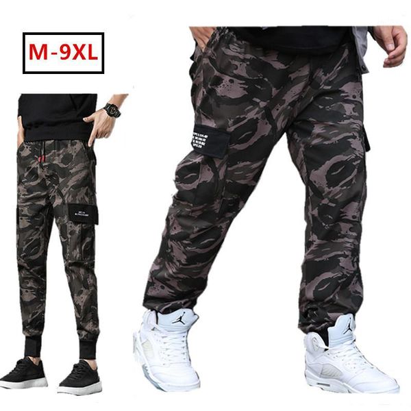 

cargo trousers men jogger stretch sweat pants man plus size 6xl 7xl 8xl 9xl harem camouflage male safari camo jogging1, Black