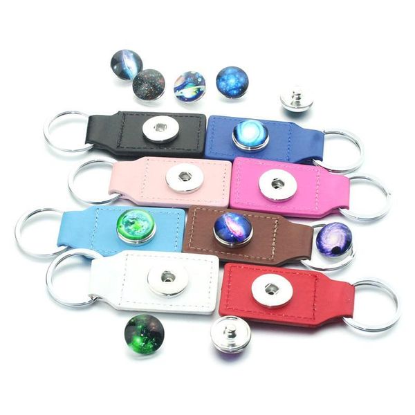 

3 styles snap button keychain pu leather belt key chains diy accessory fit 18mm snap buttons charms keyr bbycfw