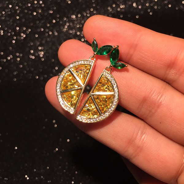 

s925 silver needle korean fashion holiday style refreshing orange earrings lemon slice semicircle earrings temperament trendy