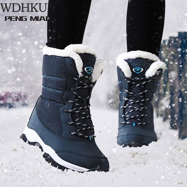 

women boots waterproof winter shoes women snow boots platform keep warm ankle winter with thick fur heels botas mujer 20201, Black